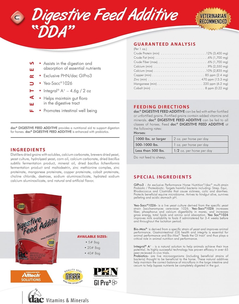 Üldine DAC seedetrakti lisand (DDA) 5lb