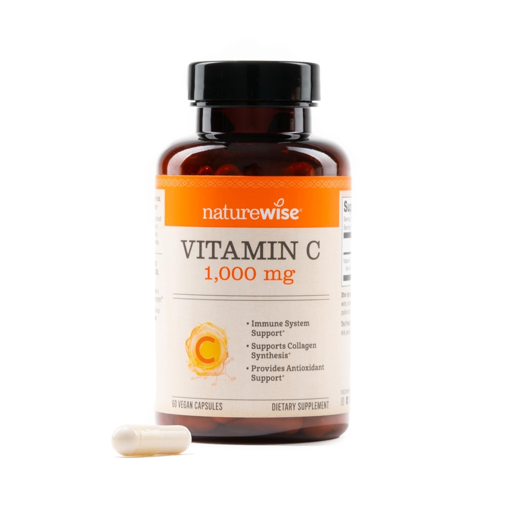 NatureWise C-vitamiin 1000mg kapslid - ekstra tugevus Vegan C-vitamiin igapäevaseks antioksüdandiks ja immuunsuse toetamiseks - Mitte-GMO, USA Valmistatud - 60 kapslit [60-päevane pakkumine]