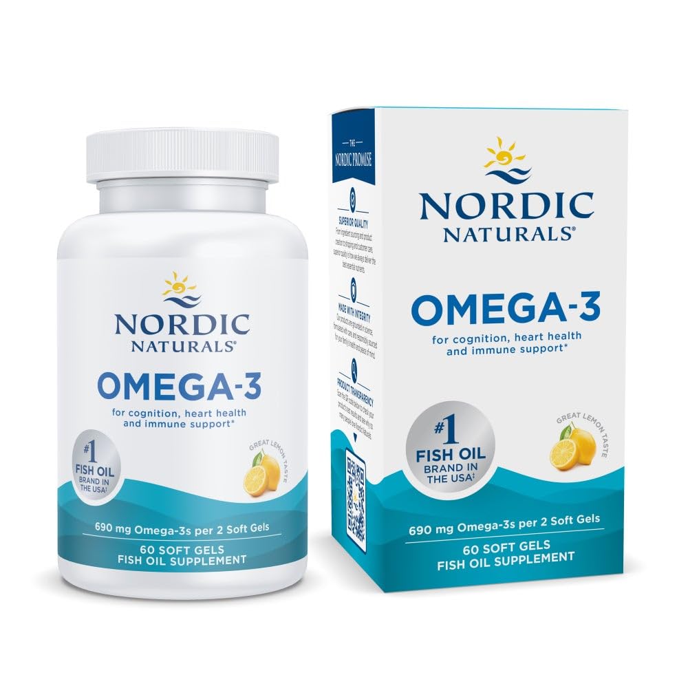 Nordic Naturals Omega-3, Sidrun Maitse - 60 Soft Gels - 690 mg Omega-3 - Fish Oil - EPA & DHA - Immune Support, Brain & Heart Health, Optimal Wellness - Non-GMO - 30 Servings