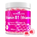 Vitamiin B1 Kummid Näritav tiamiin 500mg ja Vitamiin B3 ja Vitamiin C, Suhkruvaba - Non GMO, Vegan, Looduslik virsikumaitse - Tiamiin B1 täiendus täiskasvanutele ja lastele