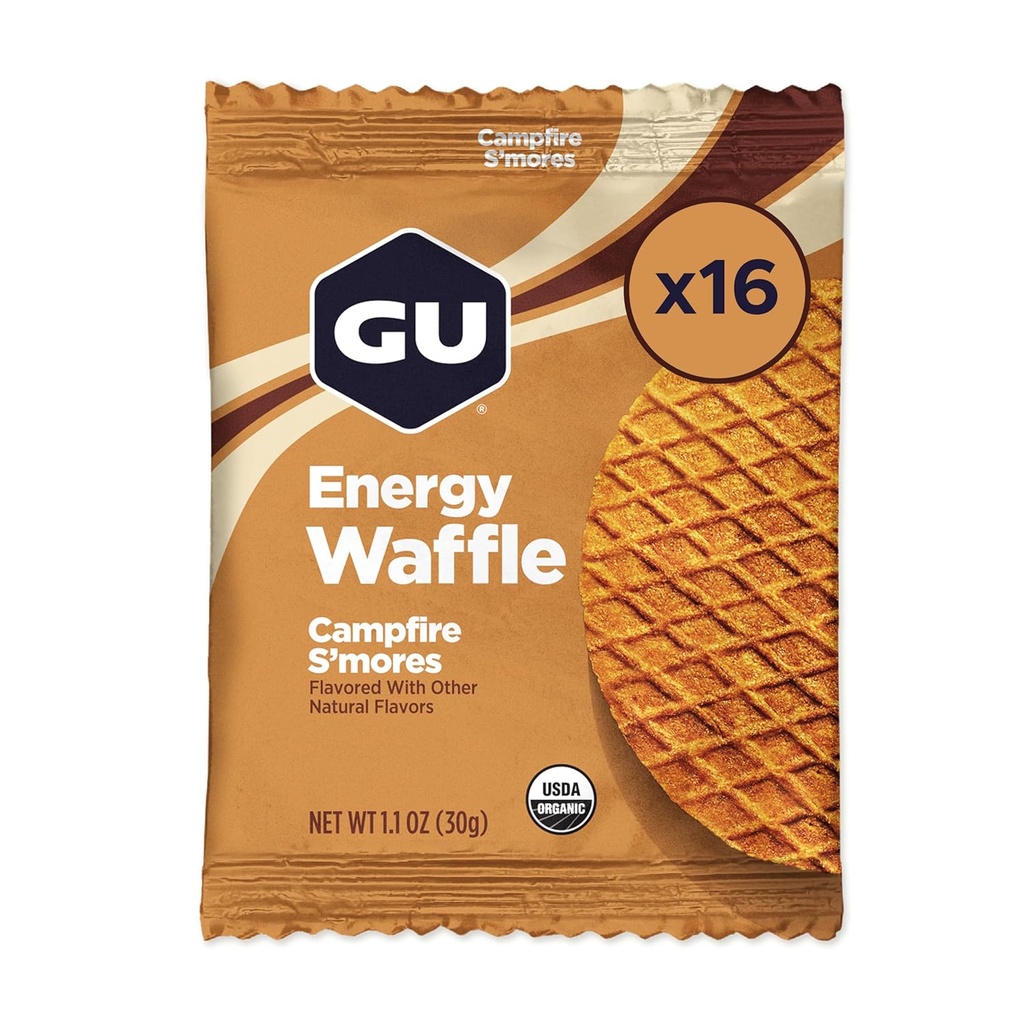 GU Energy Stroopwafel Campfire S'mores Sports Nutrition Waffle, Kofeiinivaba ja Kosher piimatööstus, On-the-Go Energia Iga treeningu jaoks, 16 Count