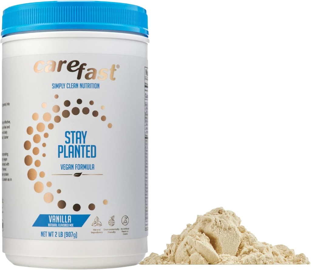 Stay Planted Plant-Based Non-GMO Soy Healthy Protein Powder Drink Mix - Vanilla Flavored - 2lb Tub - 13g Protein - Makes Great Tasting Low Carb Vegan Shakes & Smoothies