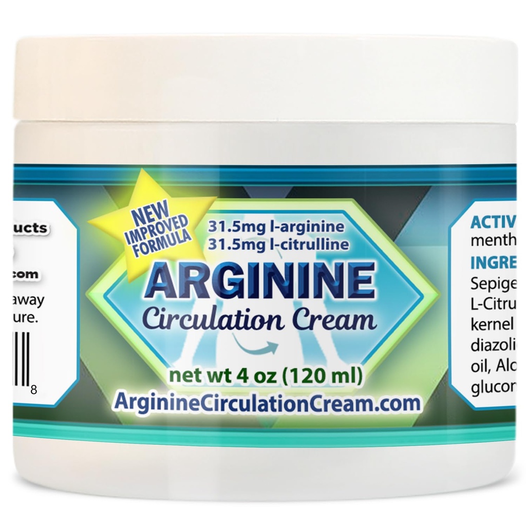 Arginiin Circulation Cream 4 oz - mentool, L Arginine & L Citrulline Lotion - toetab tervete jalgade ja keha verevoolu - kogu pere tooted