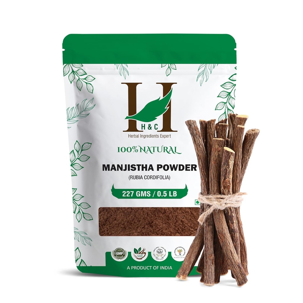 H&C 100% Natural Manjistha Powder - Rubia Cordifolia - 227 gm / 0, 5 LB