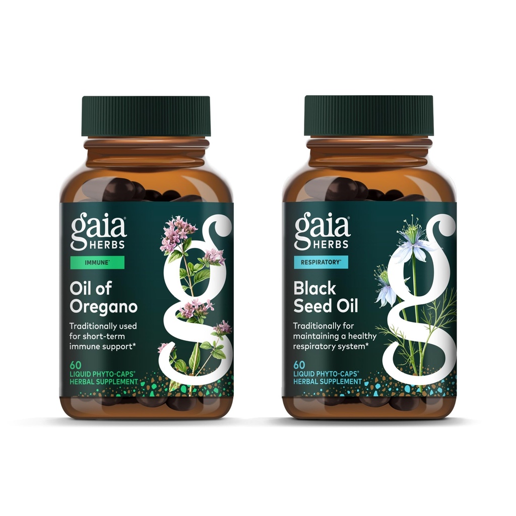 Gaia maitsetaimed Oregano õli - immuun- ja antioksüdandi tugilisand - 60 Vegan Veganivedelikku Phyto-Capsules & Black Seed Oil - Kops, hingamisteede ja antioksüdantide tugi - 60 Vegani vedelikku Fütokapsleid (2)