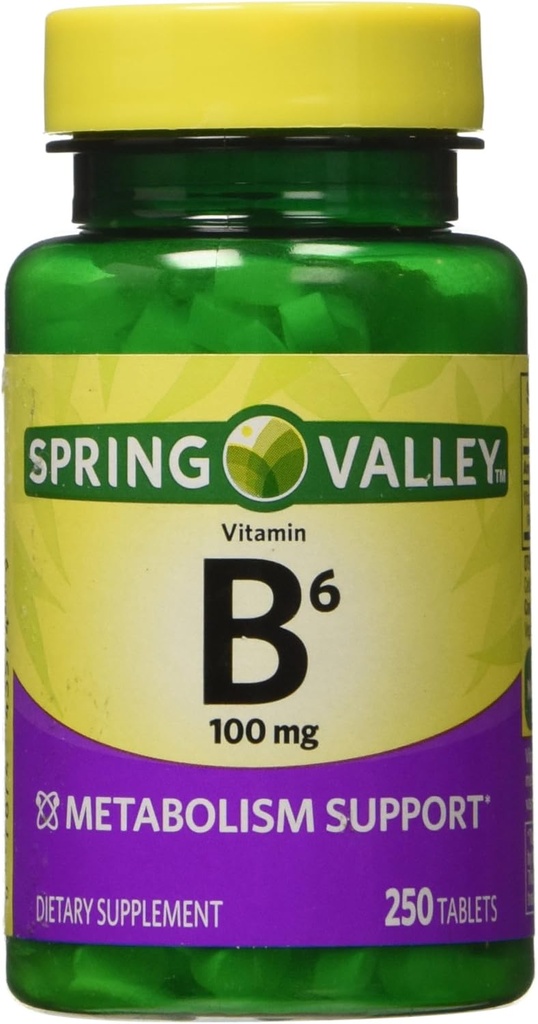 Spring Valley - vitamiin B-6 (püridoksiin) 100 mg, 250 tabletti