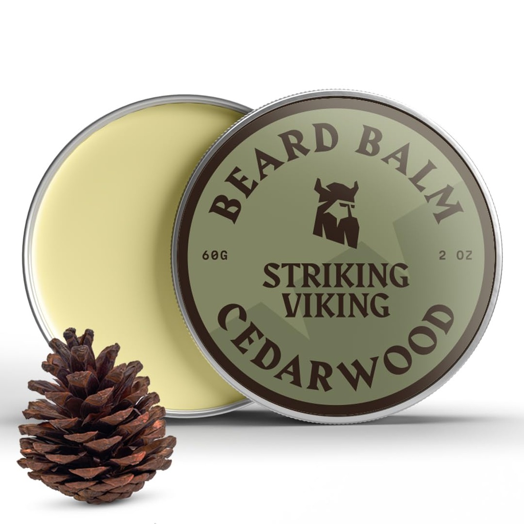 Striking Viking Beard Balm meestele - Leave in Beard Conditioner - Styling Balm valmistatud looduslikult saadud habemevõi, Argan & Jojoba Oils (2 Ounce (Pack of 1), Cedar Lõhn