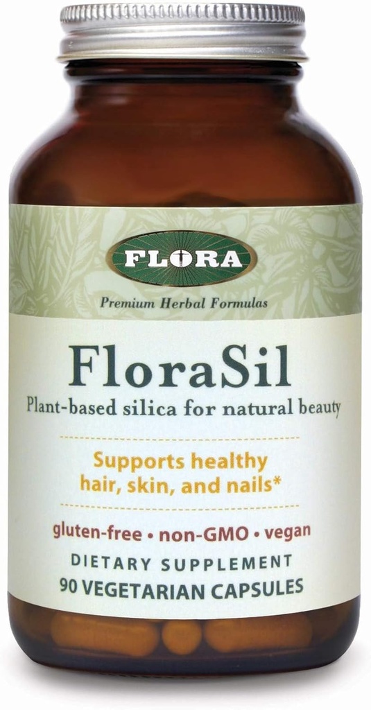 Flora FloraSil 90 Veg Kapslid - Silikaat Täiendus Horsetail ekstrakti terved juuksed, nahk ja küüned * - toetab kollageeni moodustumist