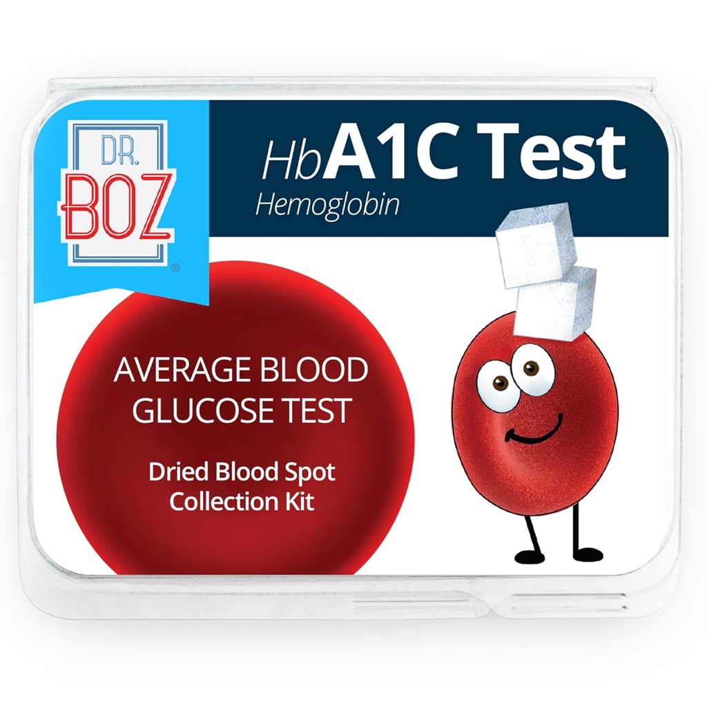Dr Boz - Hemoglobiini A1C kodune testikomplekt - verekogumiskomplekt koos laboritulemustega - vere suhkur ja hbA1c tasemed - Lancets, Sidemed, alkoholi pühkimine, ümbris - valmistatud USA-s - Diabeedi hooldus ja enesehooldus