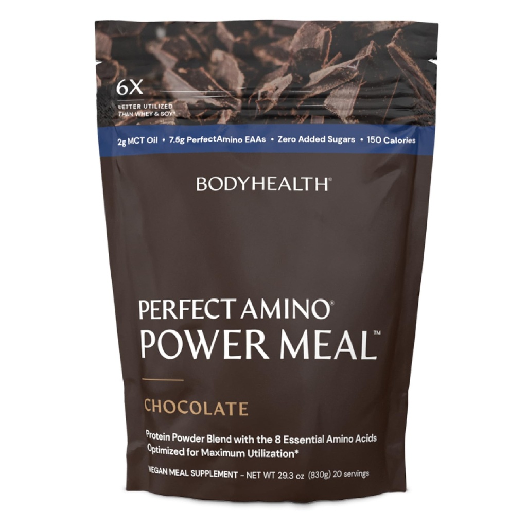 BodyHealth PerfectAmino Power Meal Shake New Dark Chocolate Maitse MCT Oil Carb 10 ja Perfect Amino Valgubaas (20 Servings)