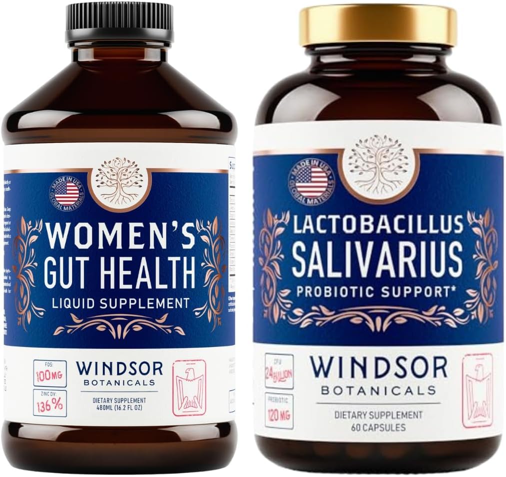 WINDSOR BOTANICALS Lactobacillus Salivarius probiootikum ja IBS Gut Health Supplements - Suuline ja soolestiku tugikomplekt