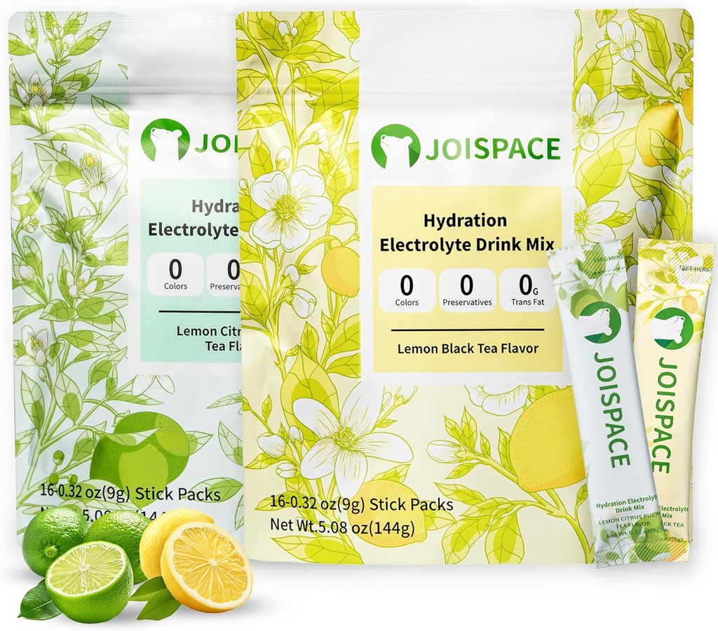 JOISPACE Elektrolüütide Joogi Segu Tee Polüfenoolidega | Kiire Hüdreerimine Ja Elektrolüütide Tõus | Mitte-GMO, Vegan, Gluteenivaba | Sidruntee & Sidrunlubja Tee, 32 Servingut