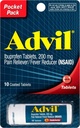 Advil kaetud tabletid Valu leevendaja ja palaviku vähendaja, ibuprofeen 200mg, 12 x 10 loend, reisisuurus pudel