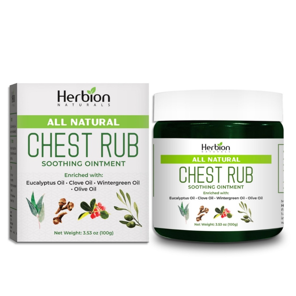 HERBION Naturals Chest Rub - rahustav salv rahustavate aurudega täiskasvanutele ja lastele 2+ - leevendab köha, külma, nina ja rindkere ummistusi - vähendab lihaste ja liigeste valu (3,53 Oz (pakk 1)
