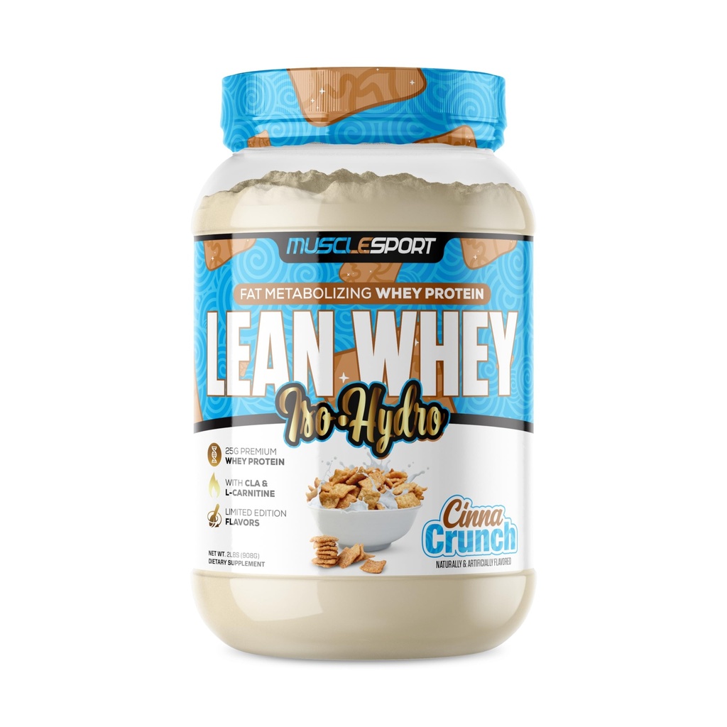 Musclesport Lean Whey RevolutionTM valgupulber - vadakuvalgu isolaat - madala kalorsusega, madala kalorsusega, madala rasvasisaldusega, uskumatud maitsed - 25 g valku Scoopi kohta - 2 lb Cinna Crunch