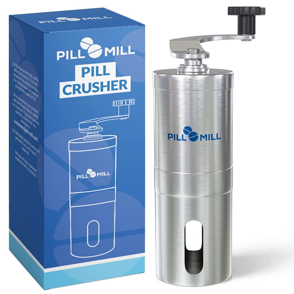 Pill Mill Pill Crusher - Purustab mitu tabletti peenele pulbrile - Metallpillide jahvatus - Reisimiseks sobiv tablett Pulverizer - Suurepärane söötmistorude kasutamine ja lemmikloomad