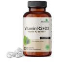 Tulevikubiootikumid K2-vitamiin (MK7) koos D3-lisandiga - mitte-GMO valem - 5000 IU D3-vitamiin ja 90 mcg K2-vitamiin MK-7, 120 taimetoitlast kapslit