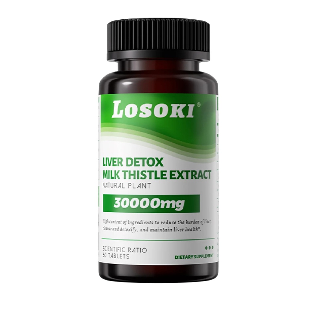 Maksa Detox täiendus, 30 000 mg piimaohaka ekstrakt, kurkum, artišokk ja glutatioon - toetab maksa tervist ja antioksüdandi funktsiooni - 60 tabletti