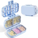 MEACOLIA Triple Folding Pill Korraldaja , 9 Komplekti Suure mahutavusega reisipillide ümbris , Daily Pill Box Väike pillide konteiner vitamiinide , tursamaksaõli , lisandid (sinine)