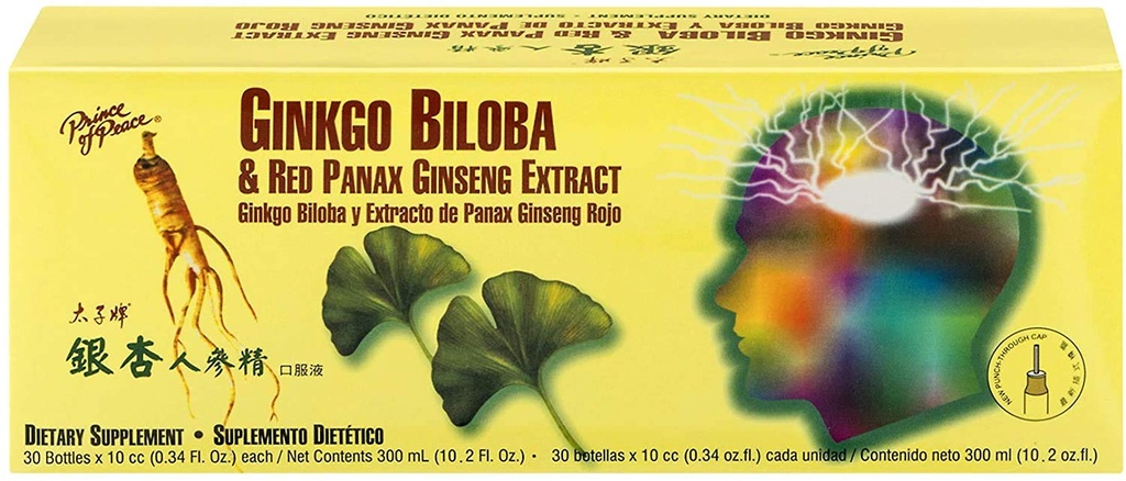 Prince of Peace Ginkgo Biloba ja Red Panax Ginseng Extract, 30 pudelit 0, 34 oz