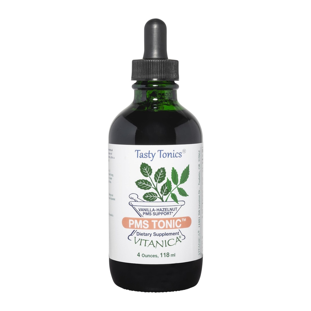 Vitanica PMS Tonic, Premenstrual Support and Relief, Saint Johns Wort, Dong Quai, Chaste Tree Berry, Wild Yam and More, Vegan 4 Ounce