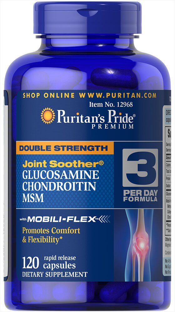 Puritan's Pride Glükosamiin, kondroitiin ja MSM-3 päevas valem