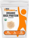 BulkSupplements.com Orgaanilise riisi valgu pulber - Vegantaime valk, maitsestamata - Vegan & Gluteenivaba, 30 g serveerimise kohta, 1 kg (2,2 naela) (pakk 1)