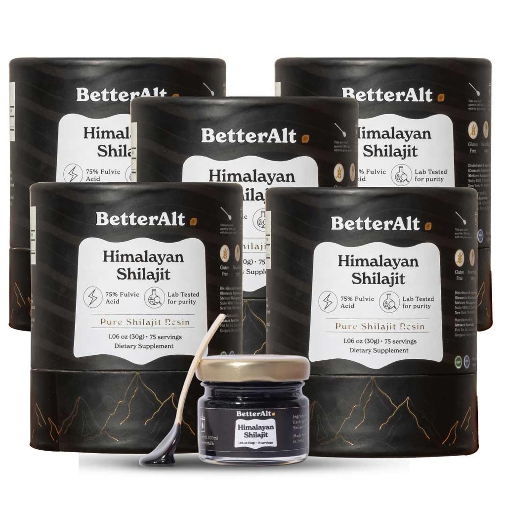 Parem Alt Pure Himalayan Shilajit vaigu pakend 5 suure tugevusega kullaklassi 375 serveerimist energia suurendamiseks ja immuunsuse toetamiseks, 85+ jälgimine mineraalid, 75% + Fulvic Acid, koos Lab Test Report, 400 mg