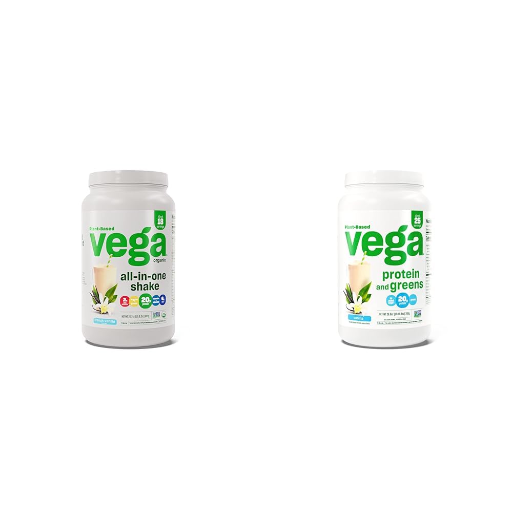 Vega Orgaaniline All-in-One Vegan Valgu Pulber Ja Valk Ja Rohelised Valgu Pulber, Vanilla - 20g Taimne Valk Plus Köögiviljad