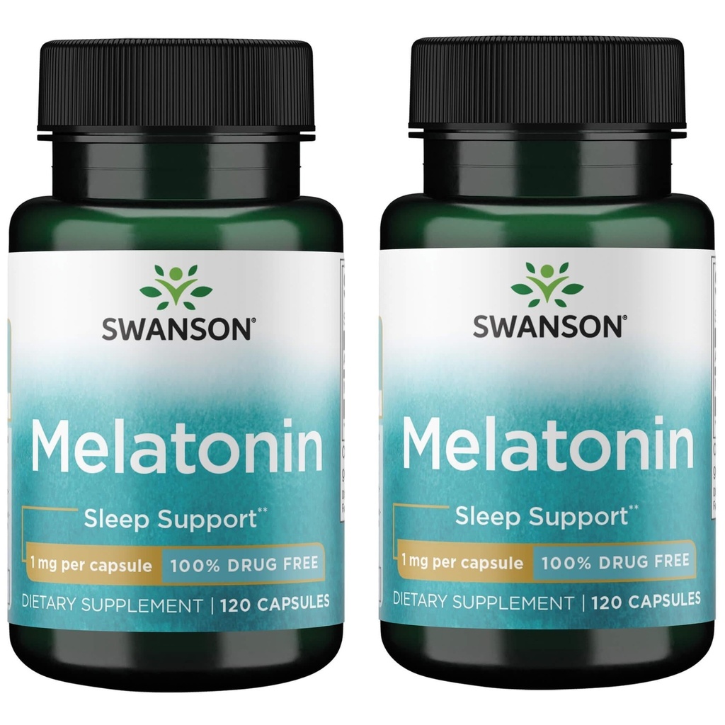 Swansoni melatoniin - taimsed toidulisandid - uni ja lõõgastumine - 120 kapslit, 1 mg iga (2 pakendit)