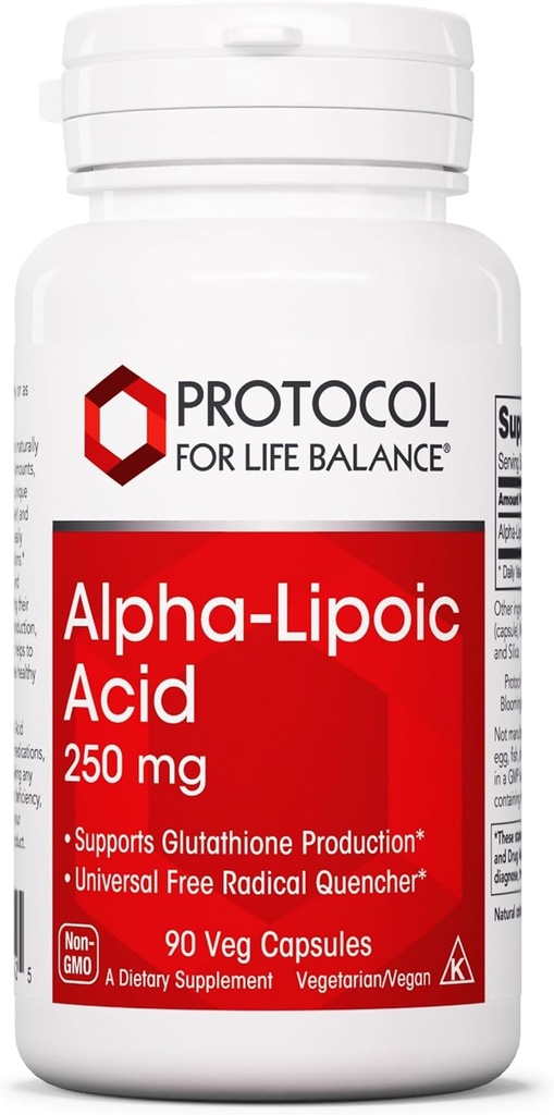 PROTOKOLL LIFE BILANCE alfa-lipohappe lisandiks - 600 mg ALA - oksüdatiivne stressivedaja, verevool ja südame tervis - Kosher & Piimavaba - 60 Veg kapslit