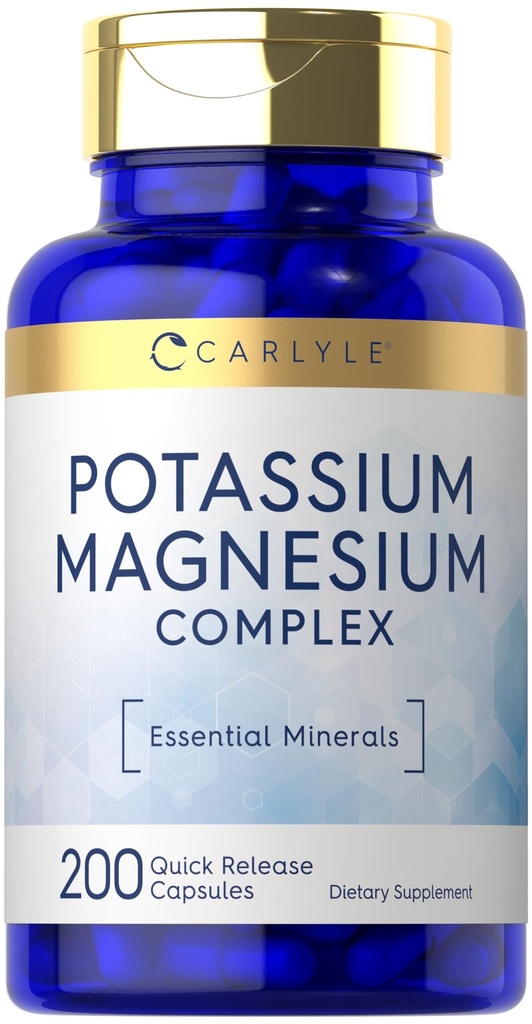 Carlyle Kaalium Magneesium Supplement | 200 Count | Mitte-GMO & Gluteeni vaba kompleks