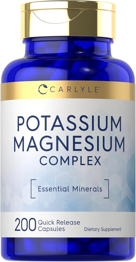 Carlyle Kaalium Magneesium Supplement | 200 Count | Mitte-GMO & Gluteeni vaba kompleks