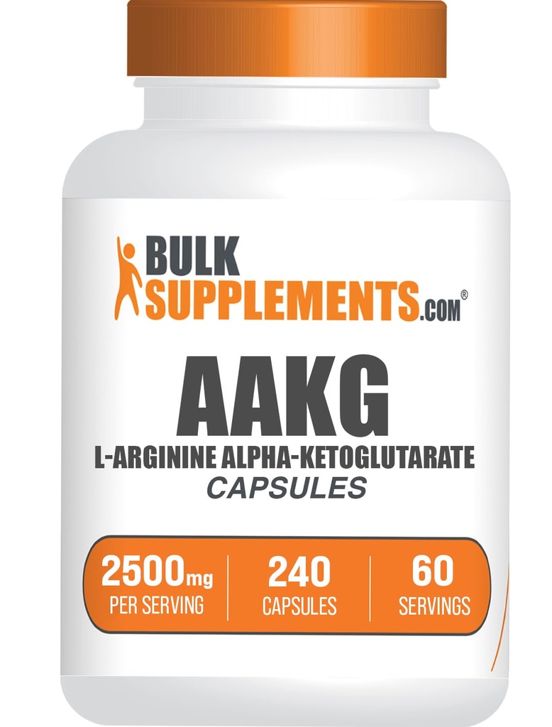 BulkSupplements.com AAKG kapslid - L-arginiini lisand, lämmastikoksiidi lisand - gluteenivaba, 4 kapslit serveerimise kohta, 240 loend (pakk 1)