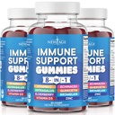 NEW AGE 8 in 1 Immune Support Booster Supplement Astragalus Juur, vitamiin C ja tsink 50mg, vitamiin D 5000 IU, Quercetin & Bromelain (8 in 1 Gummies (Pack of 3)