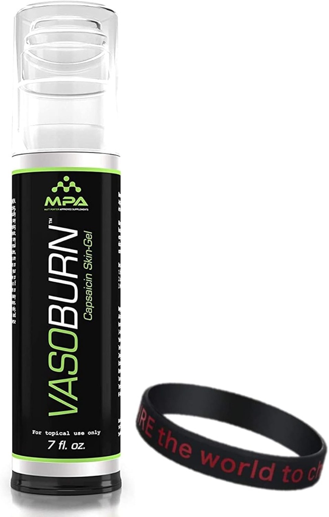 MPA Vasoburn Capsaicin Skin-Gel Pump Bottle, Targets Stubborn Areas, Capsaicin Cream, yohimbine Cream, kimp koos motiveeriva käevõruga, et teid motiveerida ja toetada (7 oz.)