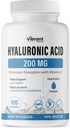 Hüaluroonhappe lisa 200mg - 120 kapslit, vitamiin C 100mg, liigeste ja naha tervis, mitte-GMO kääritamine, gluteenivaba, kolmanda osapoole testitud, biosaadav valem