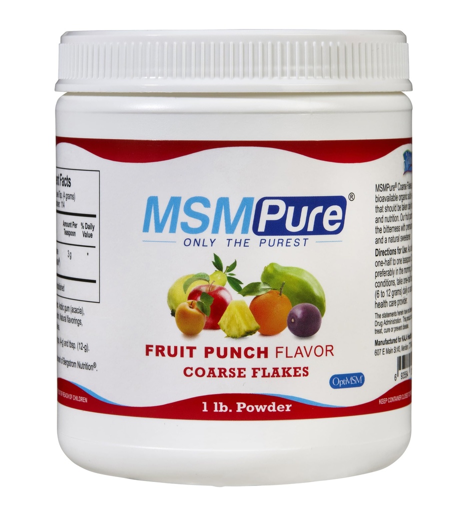 KALA TERVIS MSMPure Fruit Punch Maitsestatud jäme MSM pulbri helbed - orgaaniline väävel liigese paindlikkuse, naha välimuse ja juuste ja küünte toetamiseks - 1 lb, USA Made, destilleeritud kristallid