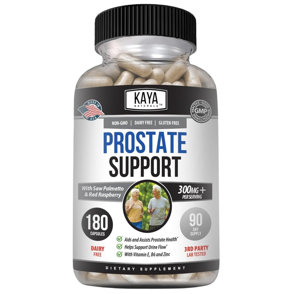 Kaya Naturals Prostate Support | Potentsiaalne DHT Blocker juuste kasvuks, une edendamiseks, beeta Blocker sagedase urineerimise vähendamiseks, põie tühjenemise ja vastupidavuse täiendamiseks (180 kapslit)