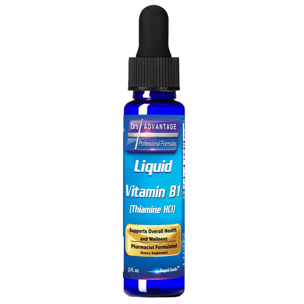 Dr's Advantage Vedel Vitamiin B1 Dropper 2oz - Tiamiin B1 toidulisand energia toetamiseks - olulised B1 vitamiinid - soodustab ainevahetust ja närvisüsteemi tervist