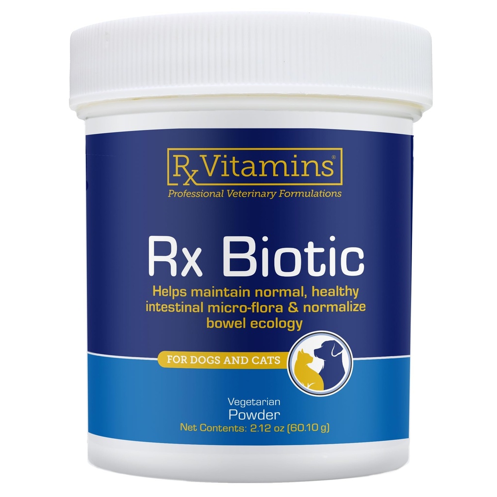 Rx Vitamiinid Rx Biotic - Probiootiline pulber koertele ja kassidele - Kassi seedetrakti tugi ja probiootikum koertele Soolestiku Tervis - Koera probiootikumid seedetrakti tervisele - 2.12oz