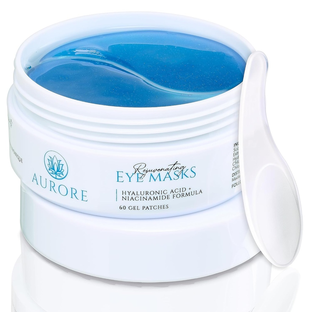 AURORE silma all plaastrid hüaluroonhappega, kollageeniga, niatsiinamiidiga - Puffy Eyes, Dark Circles, kortsud, Fine Lines - Hüdreerimine ja helendamine, 30 paari (60 geeli plaastrit) - noorendavad silmamaskid
