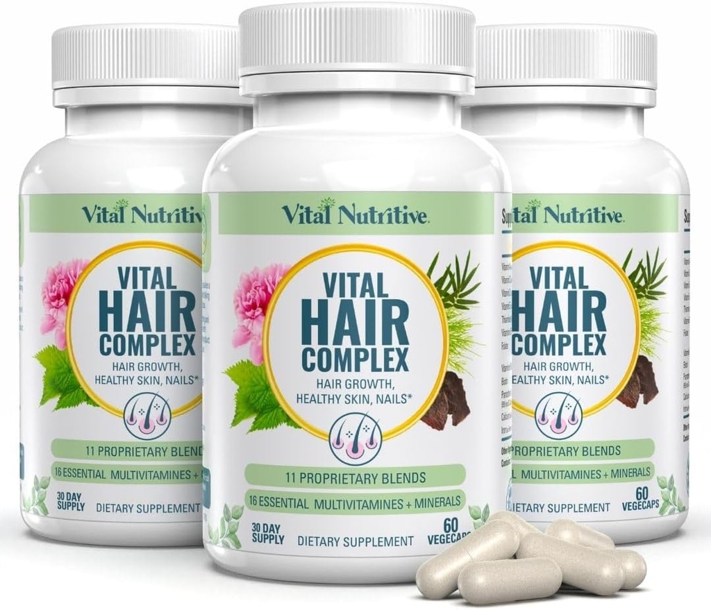 Vital Hair Complex -Hair Growth Vitamins for Women and Men -Biotin & Vitamiin B -Hair Growth Supplement for Healthy Hair Skin & Nails -Hormone & Gluteenivaba -Hair Vitamiinid naistele