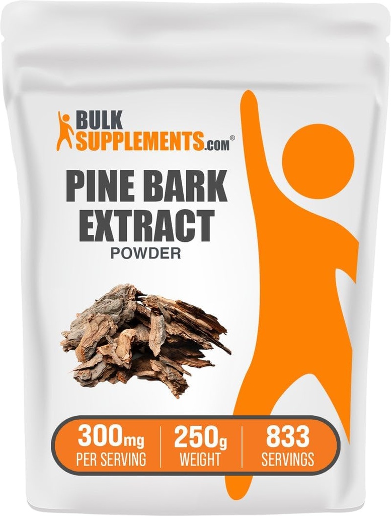 BulkSupplements.com Pine Bark Extract Pulber - Taimne täiendus, männikoore pulber - Antioksüdandid Toetus, Gluteenivaba - 300mg per Serving, 250g (8,8 oz) (pakk 1)