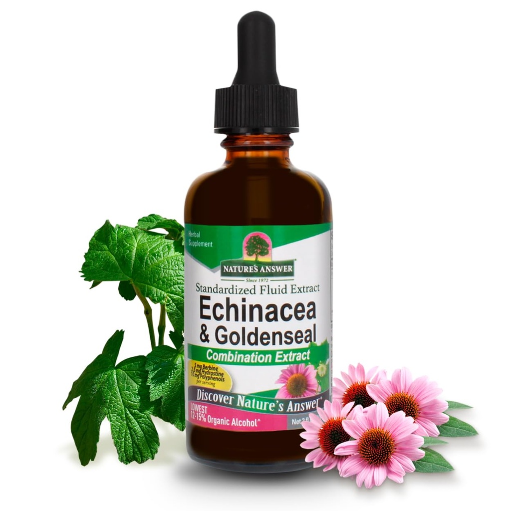 Looduse Vastus Echinacea Ja Goldenseal Orgaanilise Alkoholiga, 2-Fluid Ounces