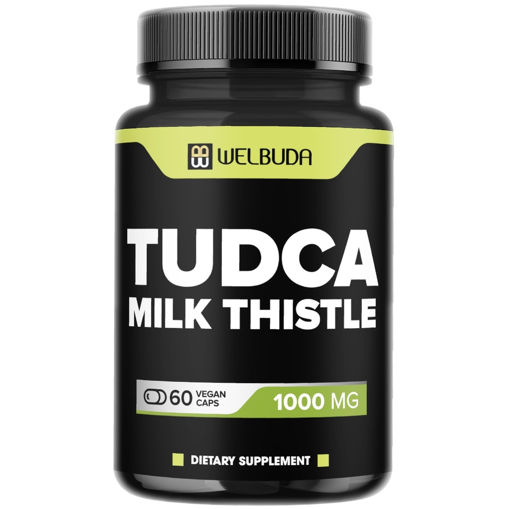 WELBUDA 1000mg Tudca täiendus piimaohaka ekstraktiga - 60 vegankapslit - immuunsüsteemi, seedimise tervise, keha puhastamise ja aju tervise toetamine
