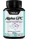Alpha GPC koliinilisa 600mg, 99%+ Väga puhastatud, väga biosaadav koliini allikas, 180 köögiviljakapslit, kognitiivne tugevdaja nootroopne, toetab mälu ja aju funktsiooni, suurendab fookust ja meeleolu