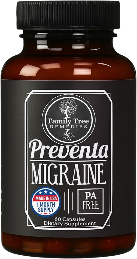 Preventa Migreen Relief Supplement - PA-Free Butterbur, Magneesium, Riboflaviin, palavik - igapäevane peavalu ennetamine - 60 kapslit