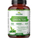 Zazzee ekstra tugevusega roheline tee 20: 1 ekstrakt, 6000 mg tugevus, 50% EGCG, 98% polüfenoolid ja 80% katsehhiinid, 150 vegankapslit, 5 kuu tarne, standardiseeritud ja kontsentreeritud 20X potentsi, Non-GMO