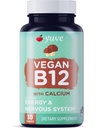Yuve Vegan B12 koos kaltsiumiga maksimaalse imendumise jaoks - aktiivne energia ja kesknärvisüsteemi tugi - 1000 mg kobalamiini vitamiin B 12 - looduslik, mitte-GMO, gluteenivaba, suhkruvaba - 30 tabs